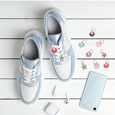 12Pcs Marine Organism Theme Allly Enamel Shoes Charms PALLOY-CA00013-1
