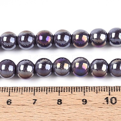 Electroplate Opaque Glass Beads Strands LS-GLAA-T032-P8mm-AB15-1