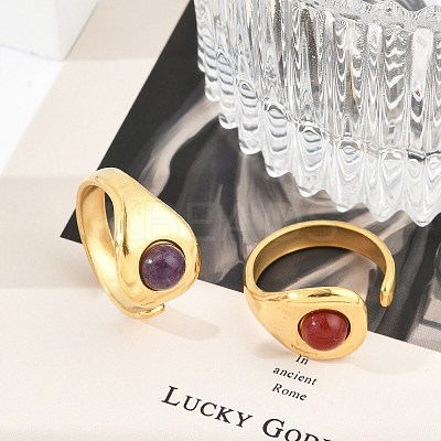 304 Stainless Steel Open Cuff Rings RJEW-Z078-04G-1