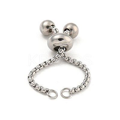 Non-Tarnish Adjustable 304 Stainless Steel Box Chain Slider Bracelet Making MAK-L038-001P-01-1