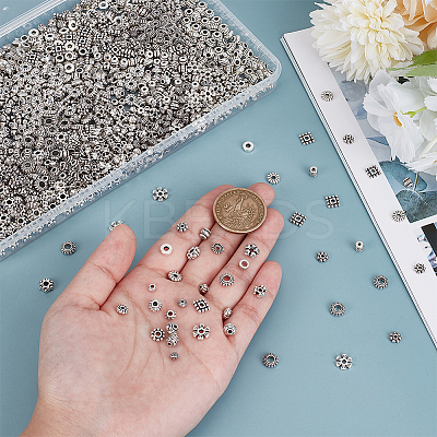 1200Pcs 24 Styles Tibetan Style Alloy Spacers Beads TIBEB-PH0005-09-1