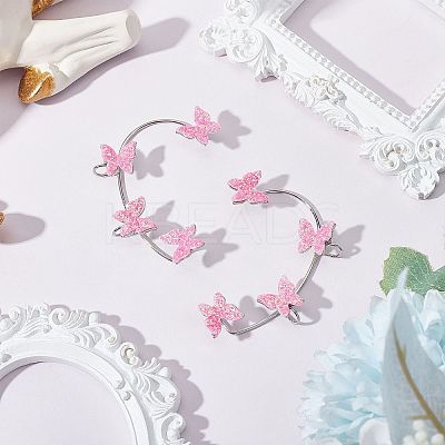 2Pcs 2 Styles Bling Butterfly Cuff Earrings EJEW-SC0001-26B-1