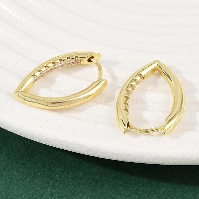 Brass Micro Pave Clear Cubic Zirconia Horse Eye Hoop Earrings EJEW-G446-04B-G-1