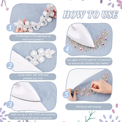 Flower Pattern Rhinstone Appliques AJEW-FG0002-40B-1