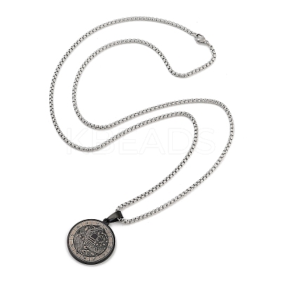 Retro Mandala 201 Stainless Steel Box Chain Constellation Pendant Necklaces for Women Men LS-NJEW-M223-01J-1