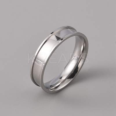 201 Stainless Steel Grooved Finger Ring Settings STAS-WH0027-27G-P-1