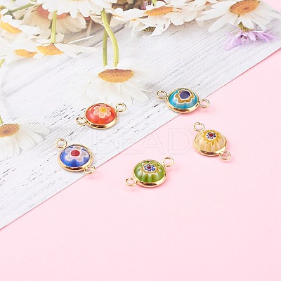 Handmade Millefiori Glass Links Connectors X-PALLOY-JF00628-1