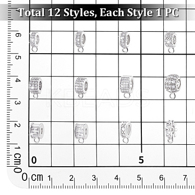 12Pcs 12 Styles Brass Micro Pave Cubic Zirconia Tube Bails KK-PH0013-25-1