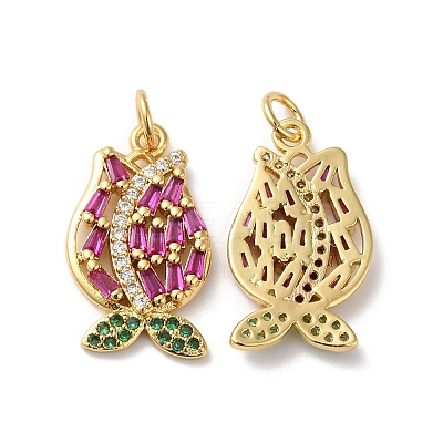 Rack Plating Brass Cubic Zirconia Pendants X-KK-D074-06G-1