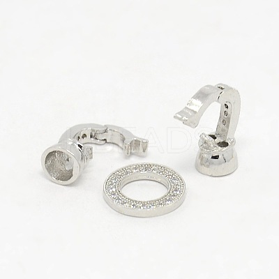 Brass Micro Pave Cubic Zirconia Fold Over Clasps X-ZIRC-P003-27P-1