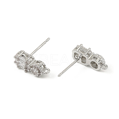 Brass Micro Pave Clear Cubic Zirconia Stud Earring Findings LS-KK-C107-06P-1