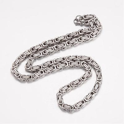 Non-Tarnish 201 Stainless Steel Byzantine Chain Necklaces NJEW-K062-01P-6mm-1