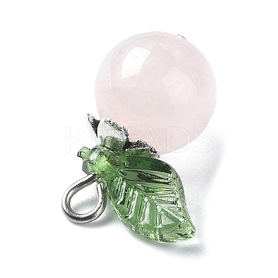 Natural Rose Quartz Fruit Pendants PALLOY-TA00077-01-1