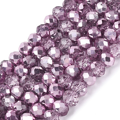 Transparent Electroplate Glass Beads Strands EGLA-Q131-01A-05-1