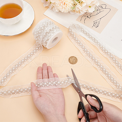 Grenadine Mesh Lace Trim with Plastic Pearl OCOR-BC0007-32A-1