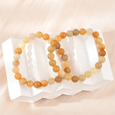 Natural Topaz Jade Beads Stretch Bracelets BJEW-F380-01-B07-1