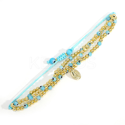 18K Gold Plated Brass Beaded Braided Bead Bracelets VH4974-4-1