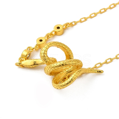 Brass Snake & Cubic Zirconia Pendant Necklaces NJEW-H170-01G-1