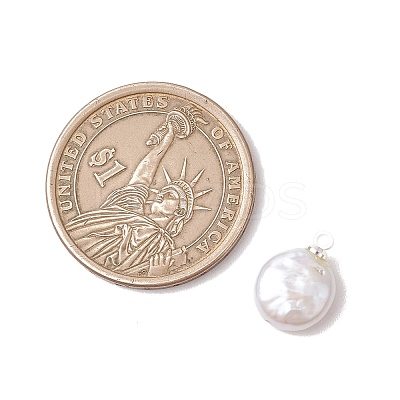 Natural Keshi Pearl Flat Round Charms PALLOY-JF05077-02-1