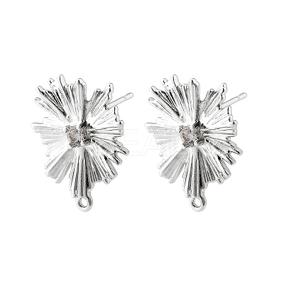 Brass Micro Pave Cubic Zirconia Stud Earring Findings LS-KK-K371-39P-1