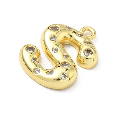 Brass Micro Pave Clear Cubic Zirconia Pendants KK-I476-02G-S-1