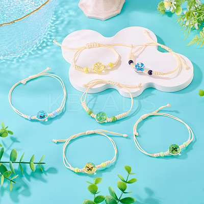 6Pcs 6 Styles Glass Bead Braided Bead Bracelets BJEW-TA0001-21-1