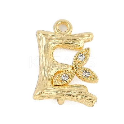 Brass Crystal Rhinestone Letter Links Connector Charms KK-S395-06G-E-1
