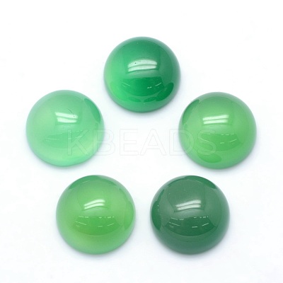 Natural Dyed & Heated Green Onyx Agate Cabochons G-P393-R38-12mm-1