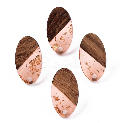 Transparent Resin & Walnut Wood Stud Earring Findings MAK-N032-005A-F04-1