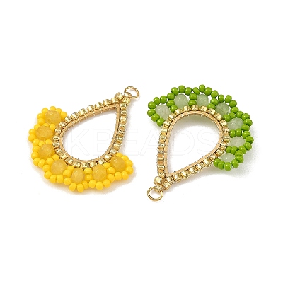 Dyed Natural Malaysia Jade & Glass Seed Beaded Pendants PALLOY-MZ01430-1