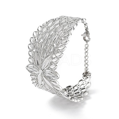Rack Plating Brass Vintage Court Hollowed-out Flower Design Cuff Bangles for Women BJEW-D032-07P-1