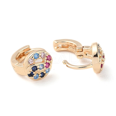Rack Plating Brass Micro Pave Colorful Cubic Zirconia Hoop Earrings for Women LS-EJEW-P238-03KCG-1