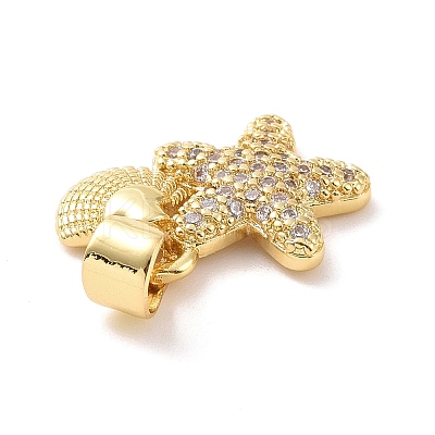 Brass Micro Pave Cubic Zirconia Charms KK-G444-02G-01-1