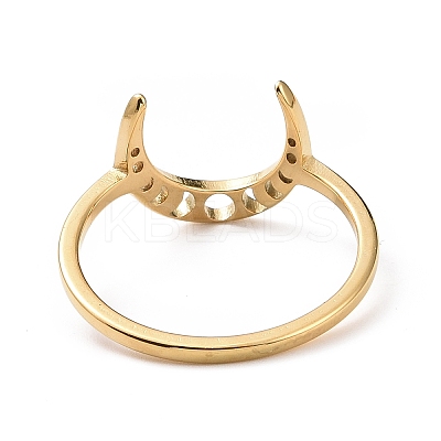 201 Stainless Steel Moon Phase Finger Ring for Women RJEW-A006-07G-1-1