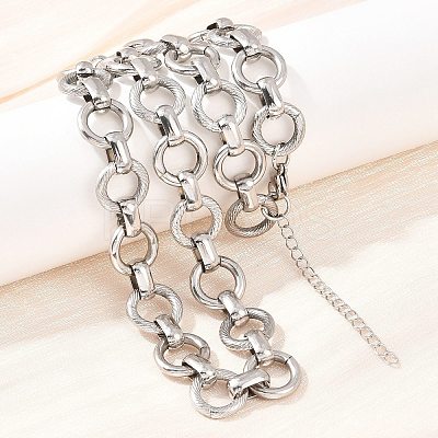 13MM 304 Stainless Steel Ring Link Chain Necklaces NJEW-Z105-03P-1