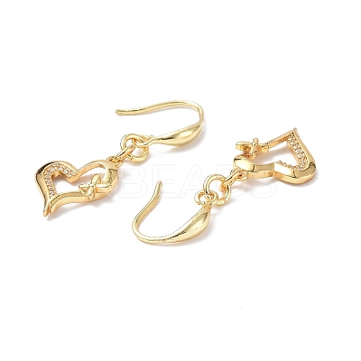Clear Cubic Zirconia Heart with Butterfly Dangle Earrings EJEW-B017-09G-1