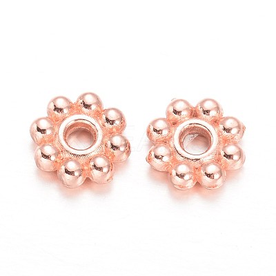 Alloy Daisy Spacer Beads TIBEB-S039-064RG-RS-1
