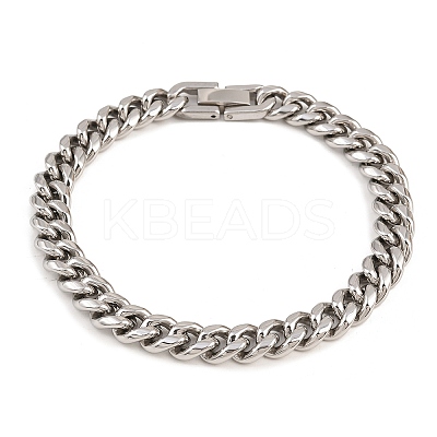 304 Stainless Steel Cuban Link Chain Bracelets BJEW-G766-01P-02-1