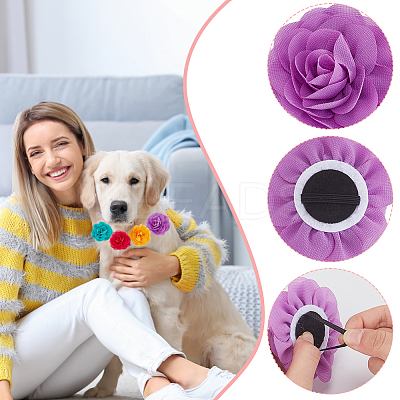 8Pcs 8 Colors Polyester Flower Ornament Accessories DIY-GF0010-64A-1