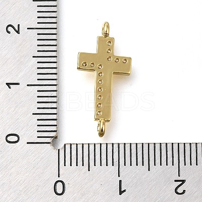 Brass Pave Clear Cubic Zirconia Connector Charms KK-M101-02G-G01-1