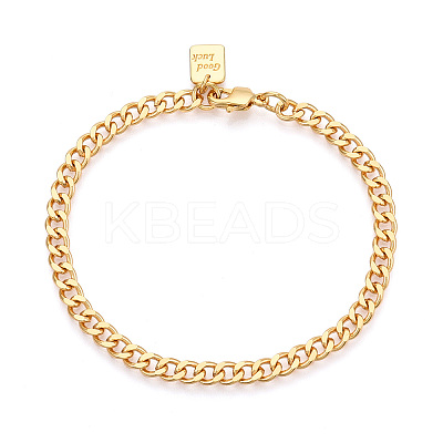 Brass Curb Chain Bracelets for Women BJEW-N032-07D-G-1