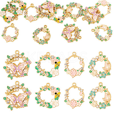 16Pcs 4 Styles Rack Plating Alloy Enamel Pendants FIND-TA0005-62-1