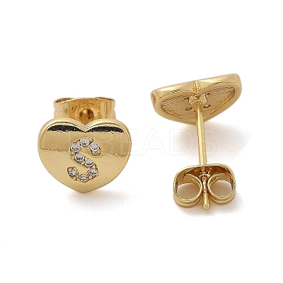 Rack Plating Brass Micro Pave Clear Cubic Zirconia Stud Earrings EJEW-K299-01G-S-1