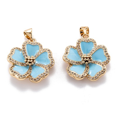 Real 18K Gold Plated Brass Micro Pave Clear Cubic Zirconia Beads Pendants ZIRC-M114-32G-D-1