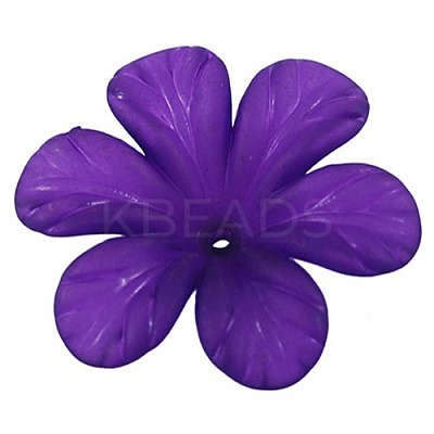 Blue Violet Transparent Frosted Chunky Acrylic Flower Beads X-PAF154Y-1-1