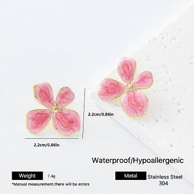 304 Stainless Steel Enamel Stud Earrings for Women MC3518-1-1