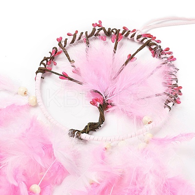 Woven Web/Net with Feather Hanging Ornaments HJEW-G025-10-1