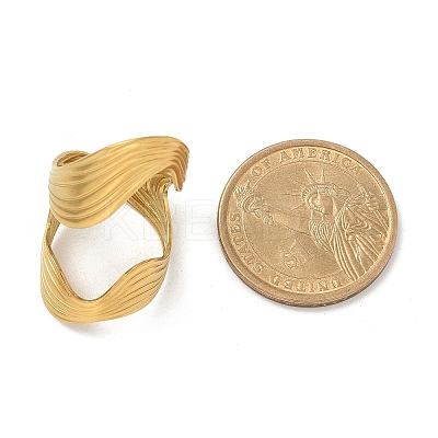 Ion Plating(IP) 304 Stainless Steel Open Cuff Ring for Women RJEW-M025-03G-1