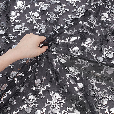 Halloween Polyester Mesh Fabric AJEW-WH0314-852D-1