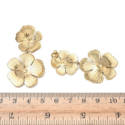 304 Stainless Steel Flower Dangle Stud Earrings EJEW-K268-70G-1